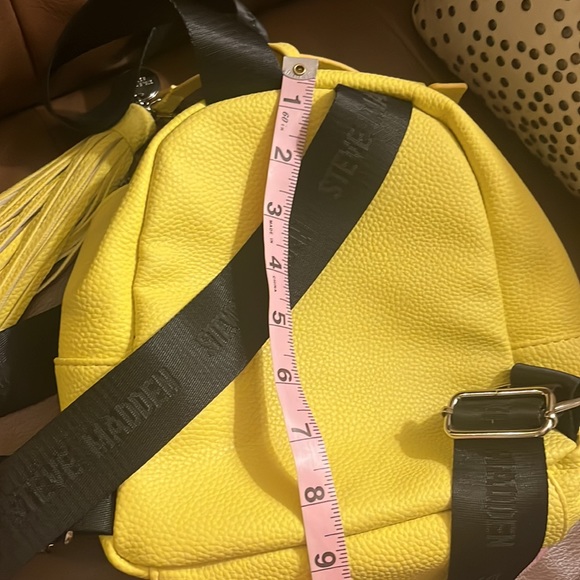 STEVE MADDEN logo mini tassel backpack in pastel yellow - Picture 10 of 11